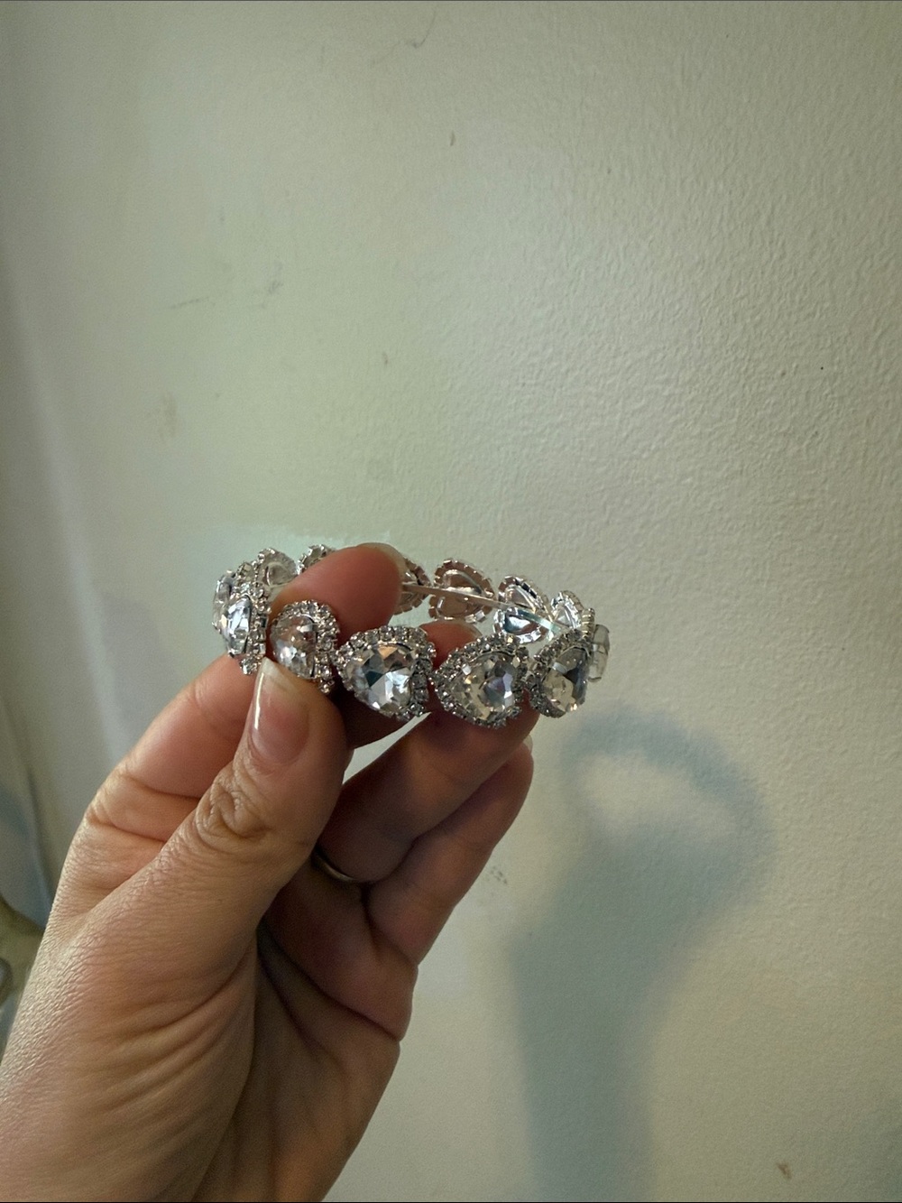 Crystal Halo Stretch Bracelet - Silver Tone